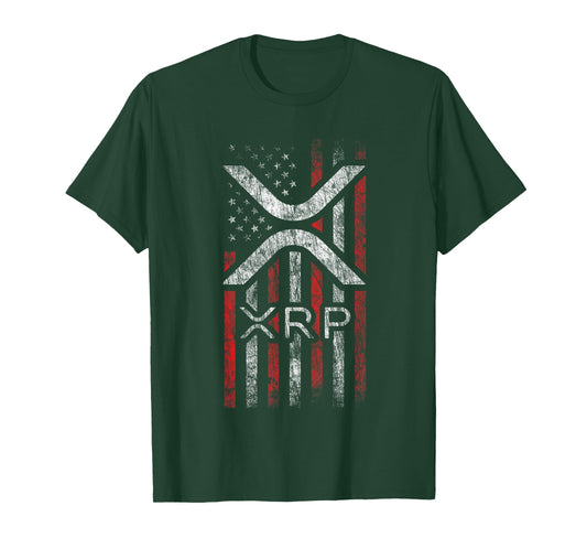 Crypto Currency - XRP Cryptocurrency - American Flag - XRP T-Shirt