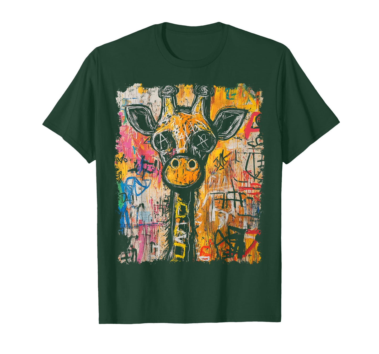 Animal Pop Art Design With A Giraffe On It Men's Graffiti T-Shirt