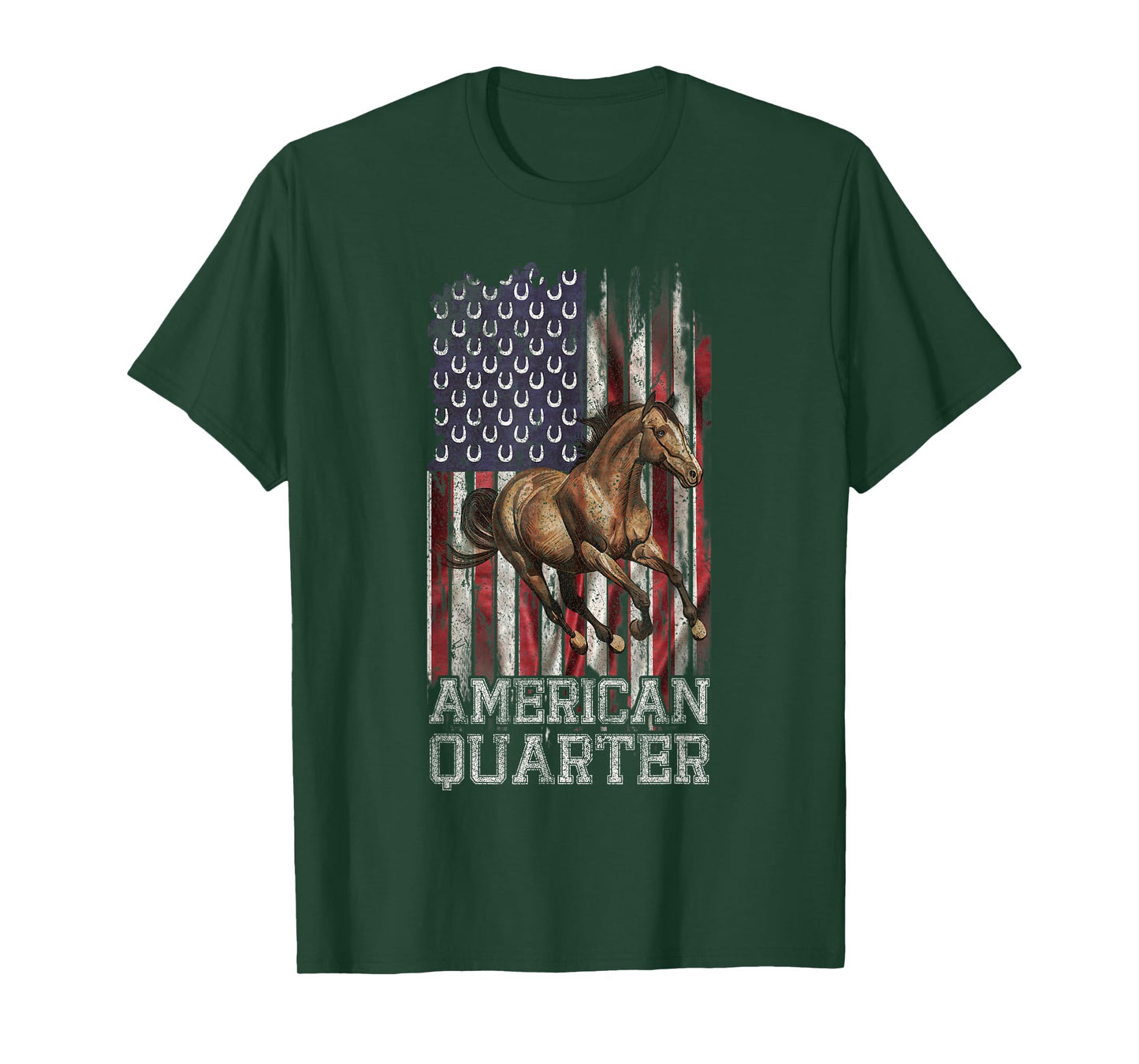 USA Flag American Quarter Horse Lover, Horseback Riding T-Shirt