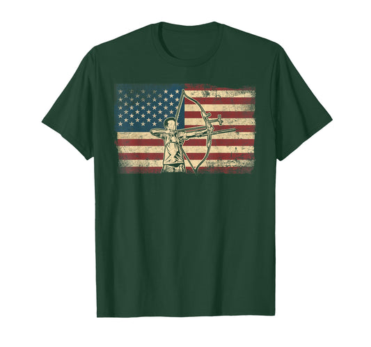 Archery Bow Archer Usa American Flag Vintage Compound Bow T-Shirt