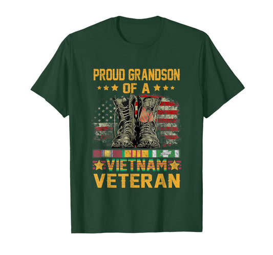Proud Grandson of A Vietnam Veteran Flag American USA T-Shirt