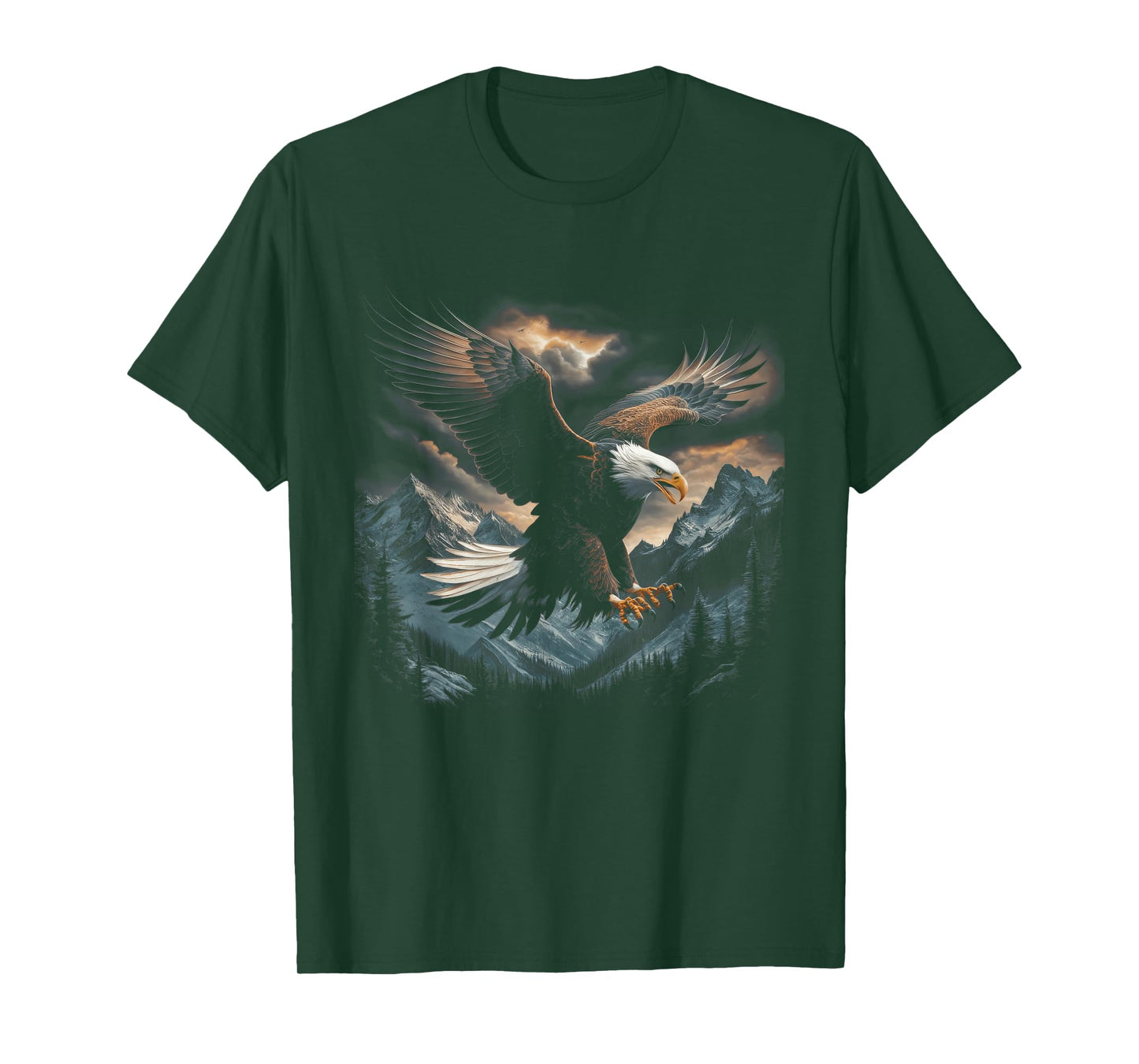 Bald Eagle Flying Across Mountains Forest American T-Shirt