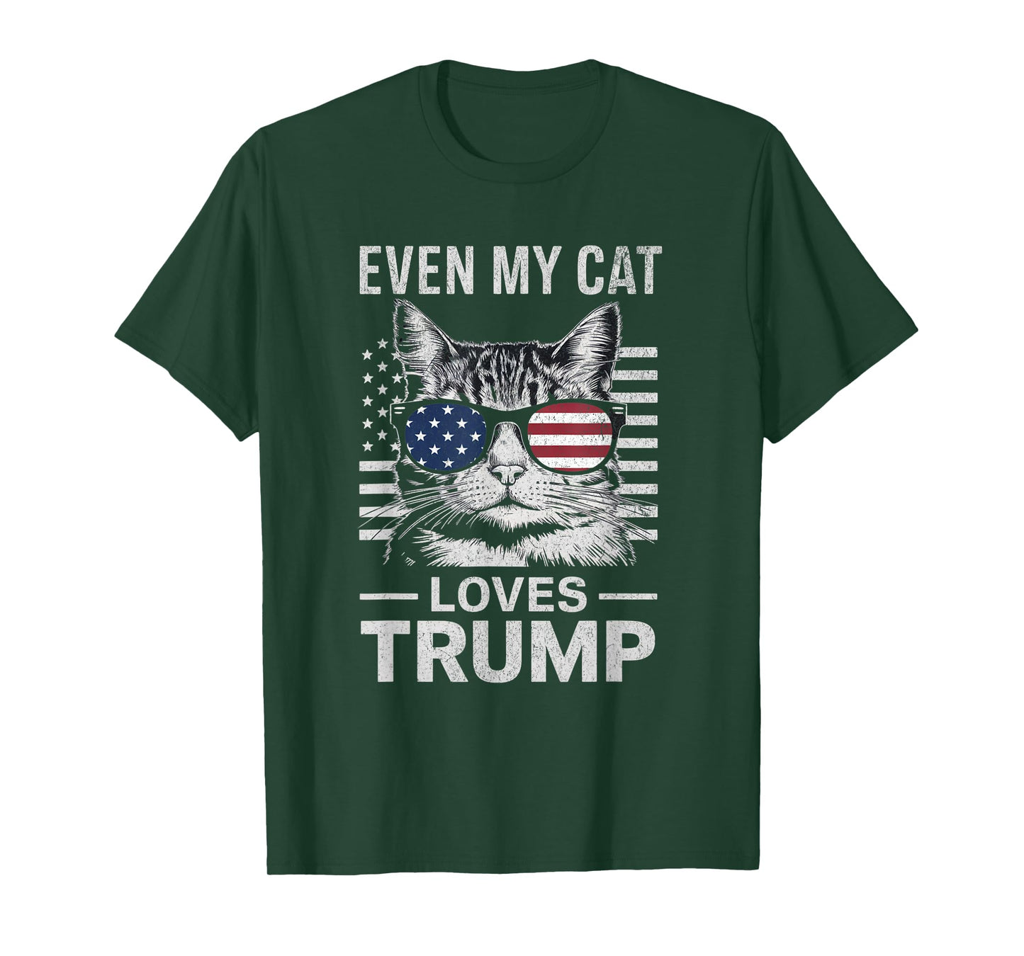 Cat Sunglasses USA Flag Even My Cat Loves Trump T-Shirt
