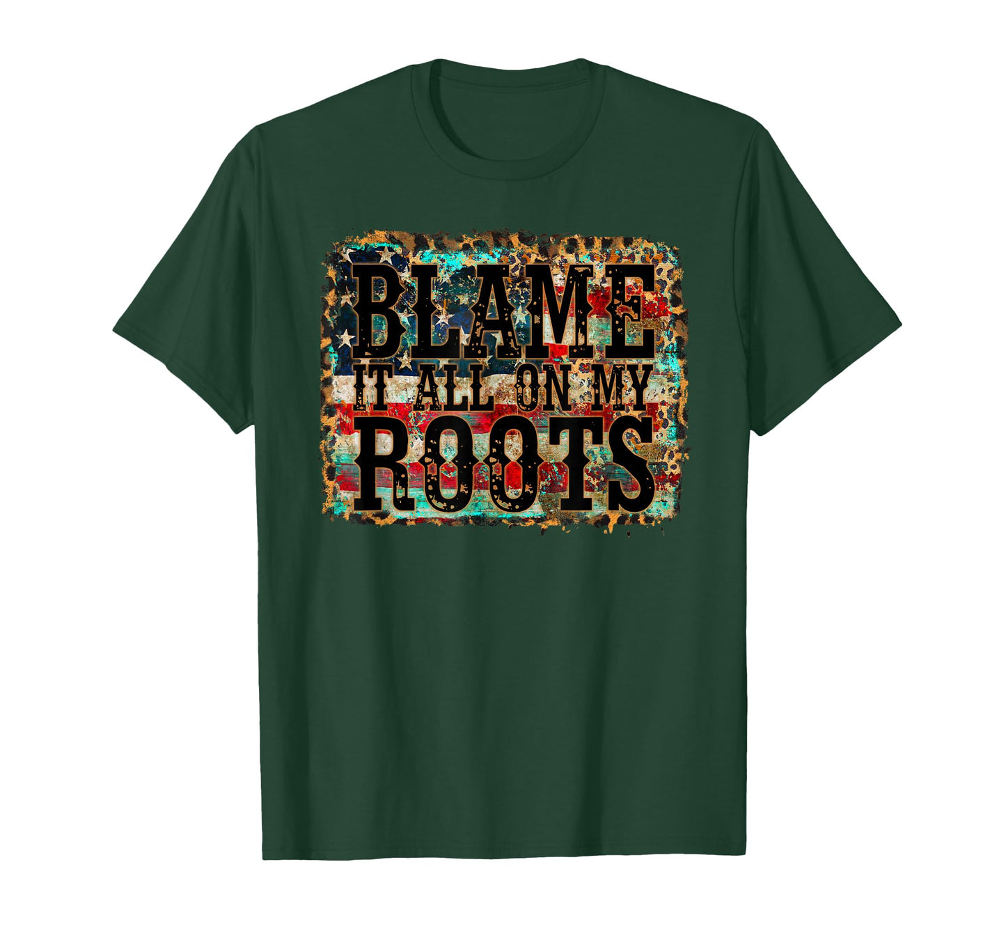 Blame It All On My Roots Country Music Vintage USA Flag T-Shirt
