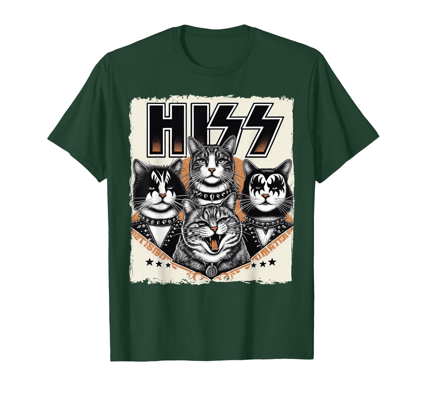 Funny Rock Band Cat Parody HISS Lettering and Meowing Cats T-Shirt