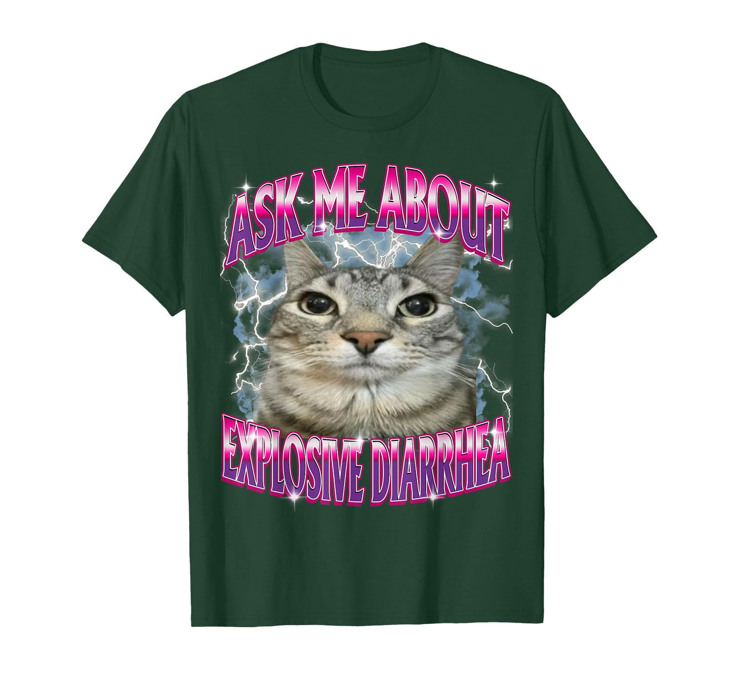 Ask Me About Explosive Diarrhea Cat Staring Meme Funny T-Shirt