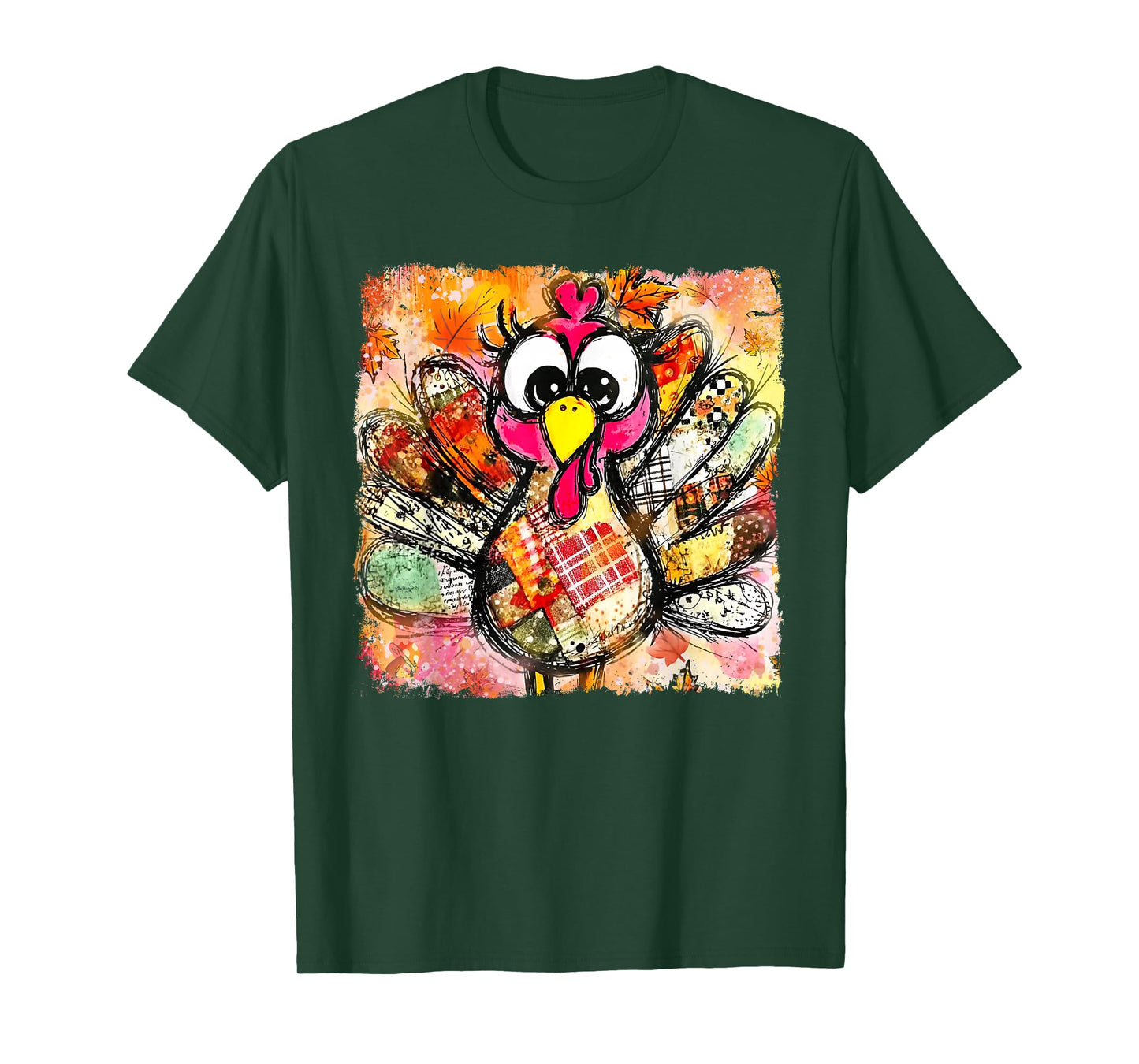 Thanksgiving Thankful Funny Turkey Brushstroke Watercolor T-Shirt