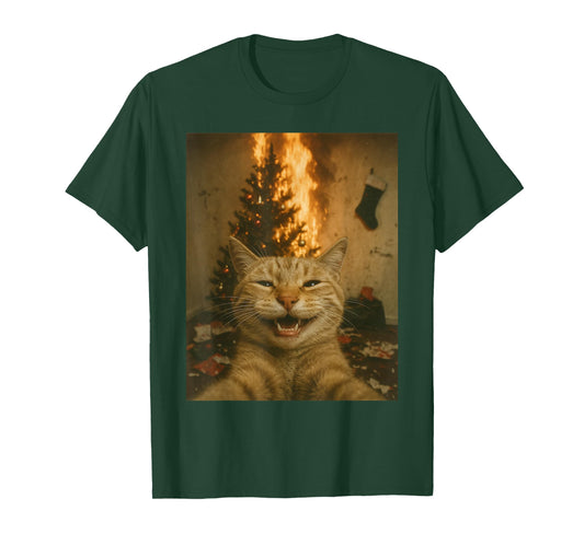 Christmas Cat Selfie Festive Ginger Cat T-Shirt