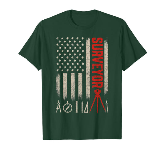 4th of July Surveyor Patriotic USA Flag Surveying T-Shirt