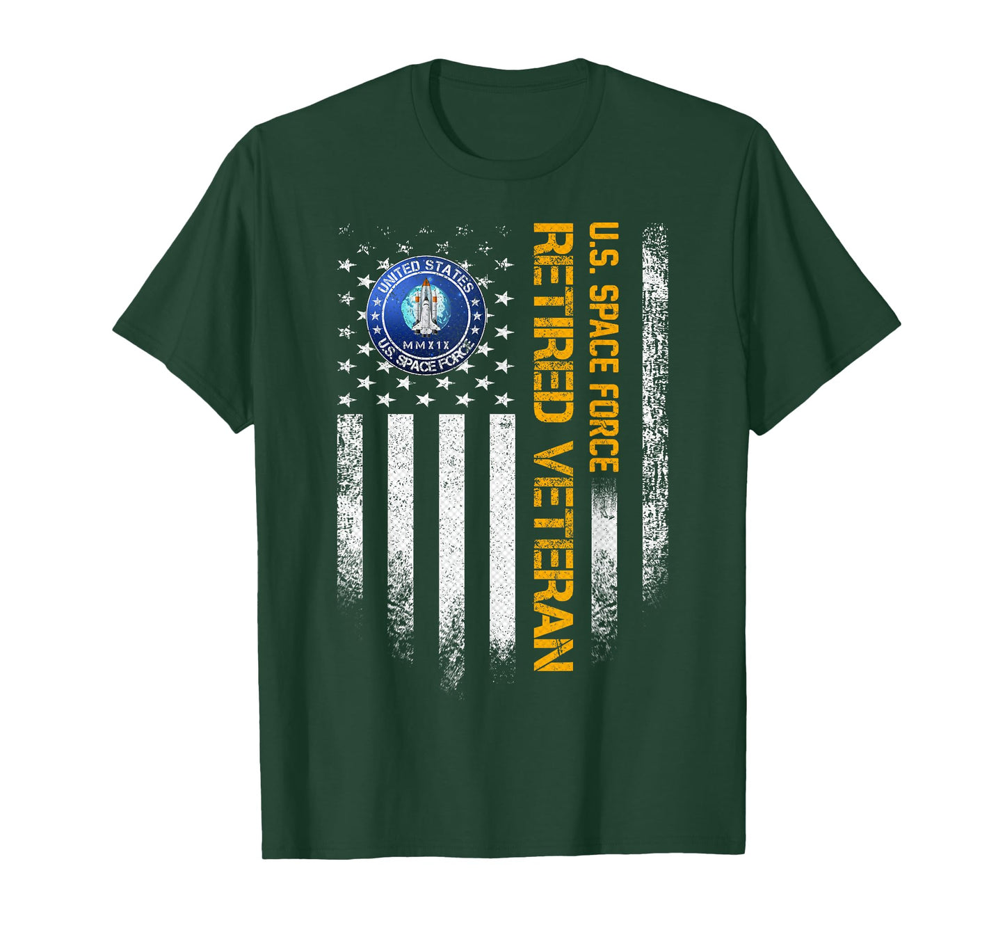 Vintage American Flag US Space Force Proud Retired Veteran T-Shirt