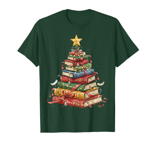 All Booked for Christmas Book Christmas Tree Lights T-Shirt