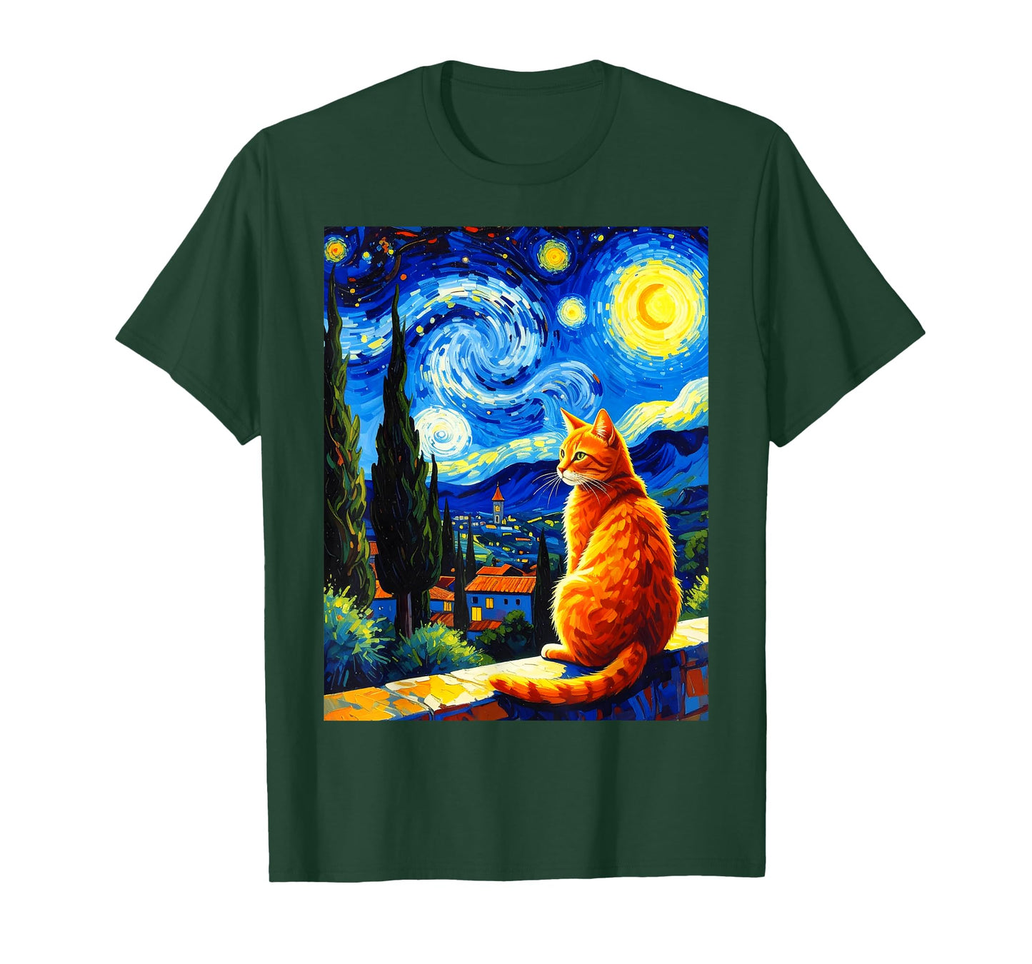 Van Gogh Starry Night Cat,Cat Mom, Cat Dad T-Shirt