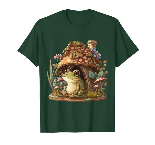 Cute Cottagecore Floral Frog Aesthetic Girls Women Graphic T-Shirt