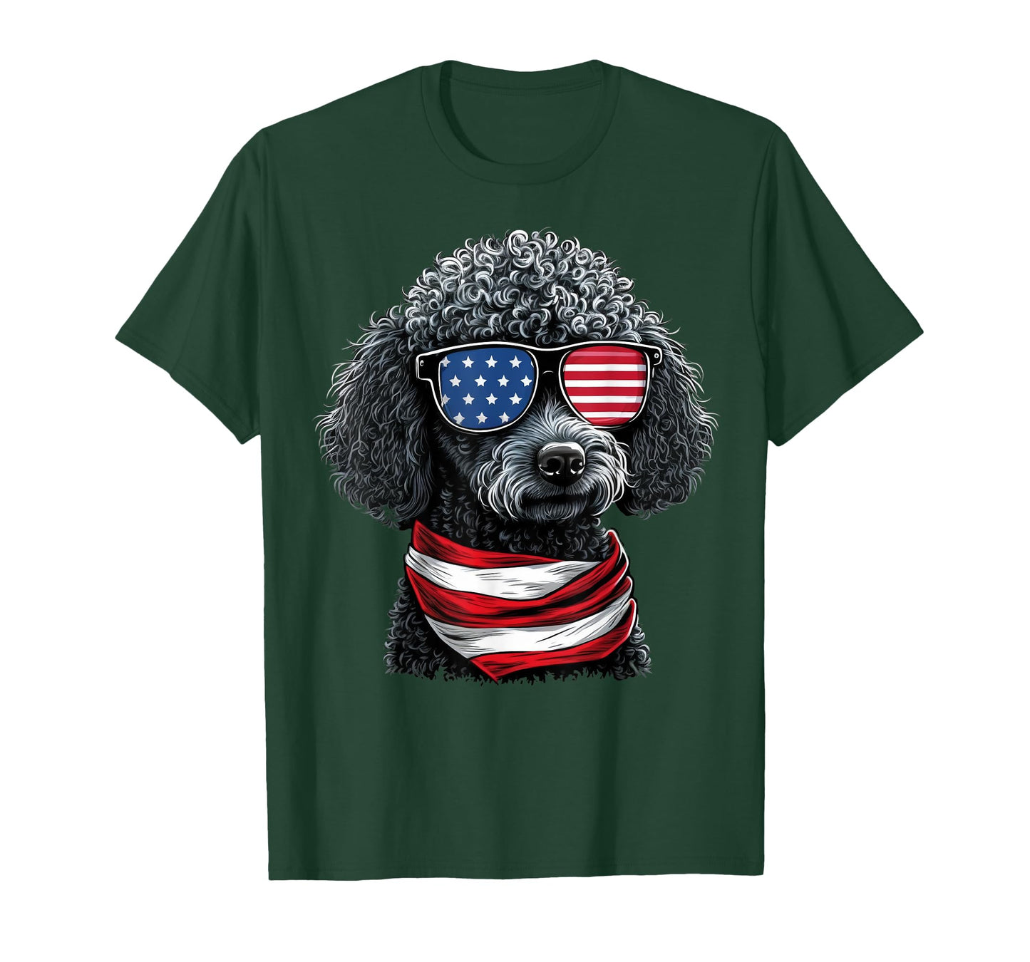 USA 4th Of July Toy Poodle on Patriotic American Poodle T-Shirt