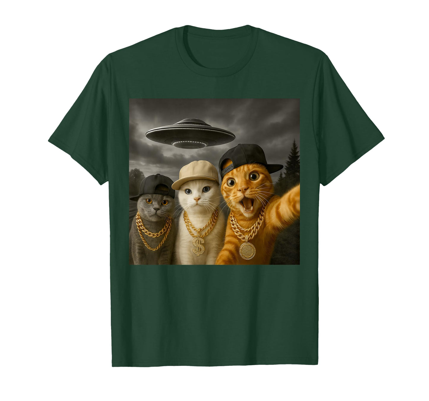 Homies Funny Cat Selfie UFO Hip Hop Rap, Men Women Kids T-Shirt