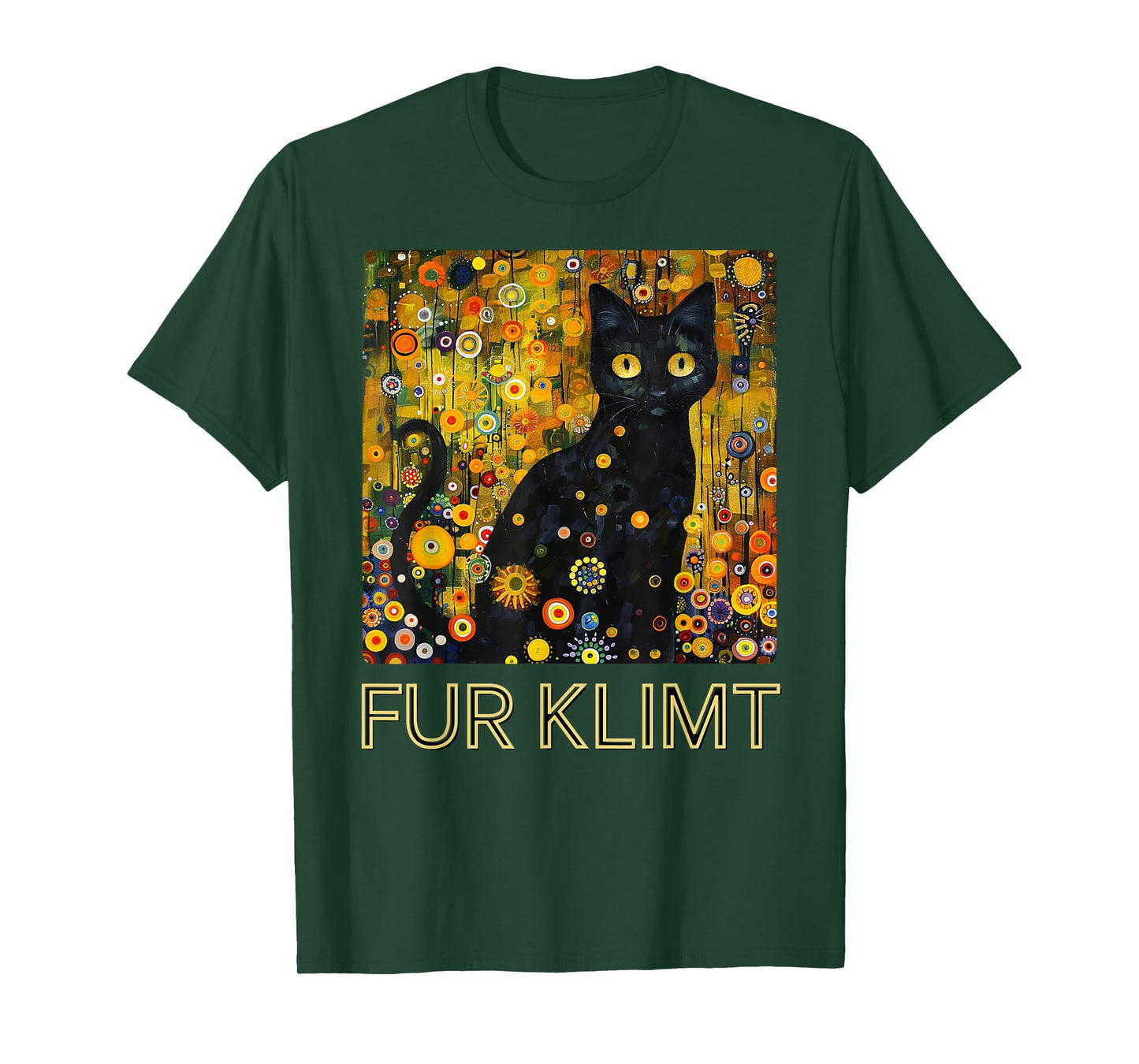 Black Cat in Klimt Painting, Cat Lover, Artist Art Student T-Shirt