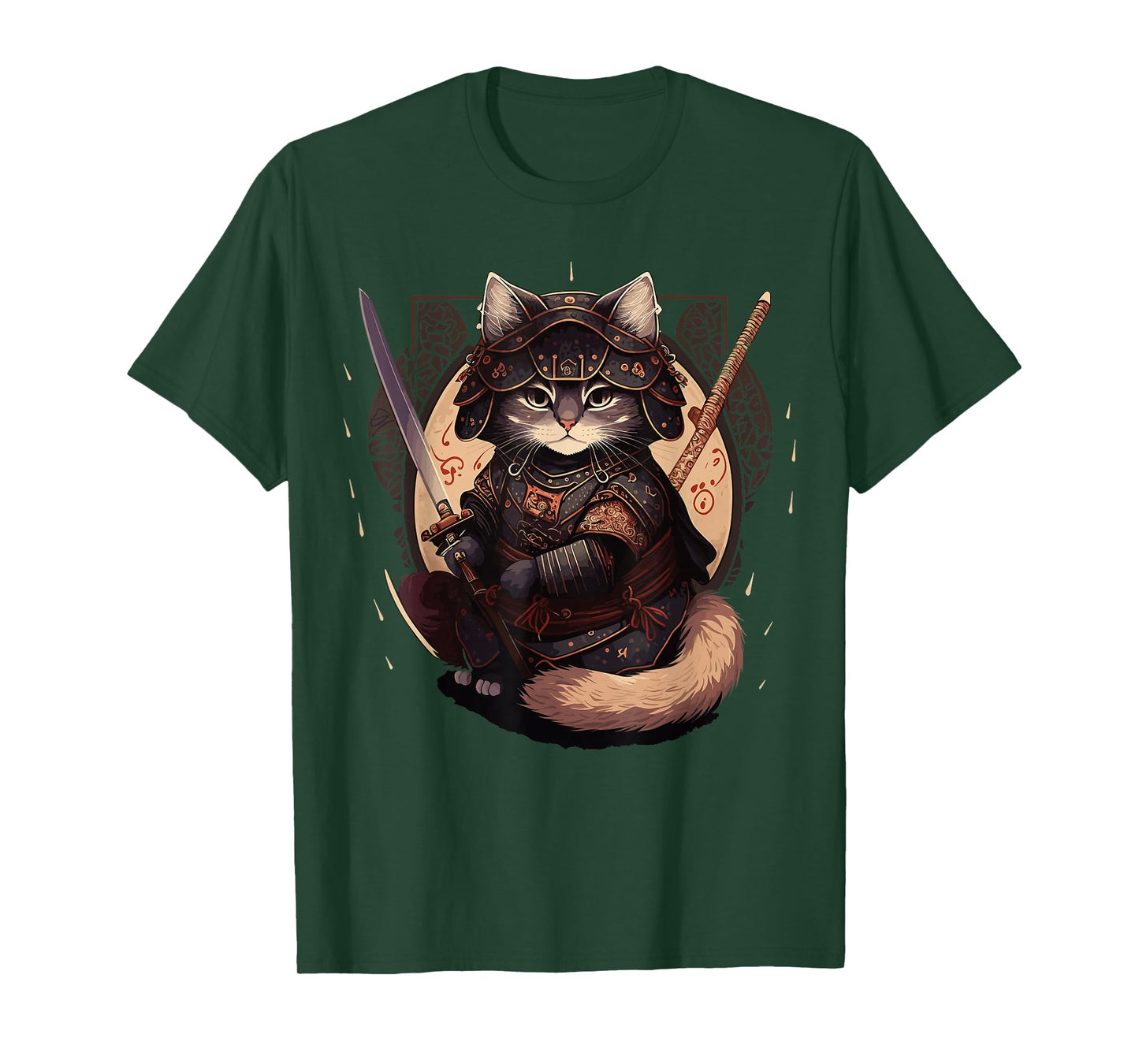Samurai Cat Warrior Japanese Ninja Cat Kawaii T-Shirt