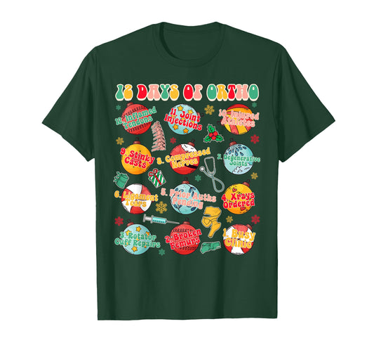 Christmas Xmas Orthopedic Nurse Ortho Squad 12 Days Of Ortho T-Shirt