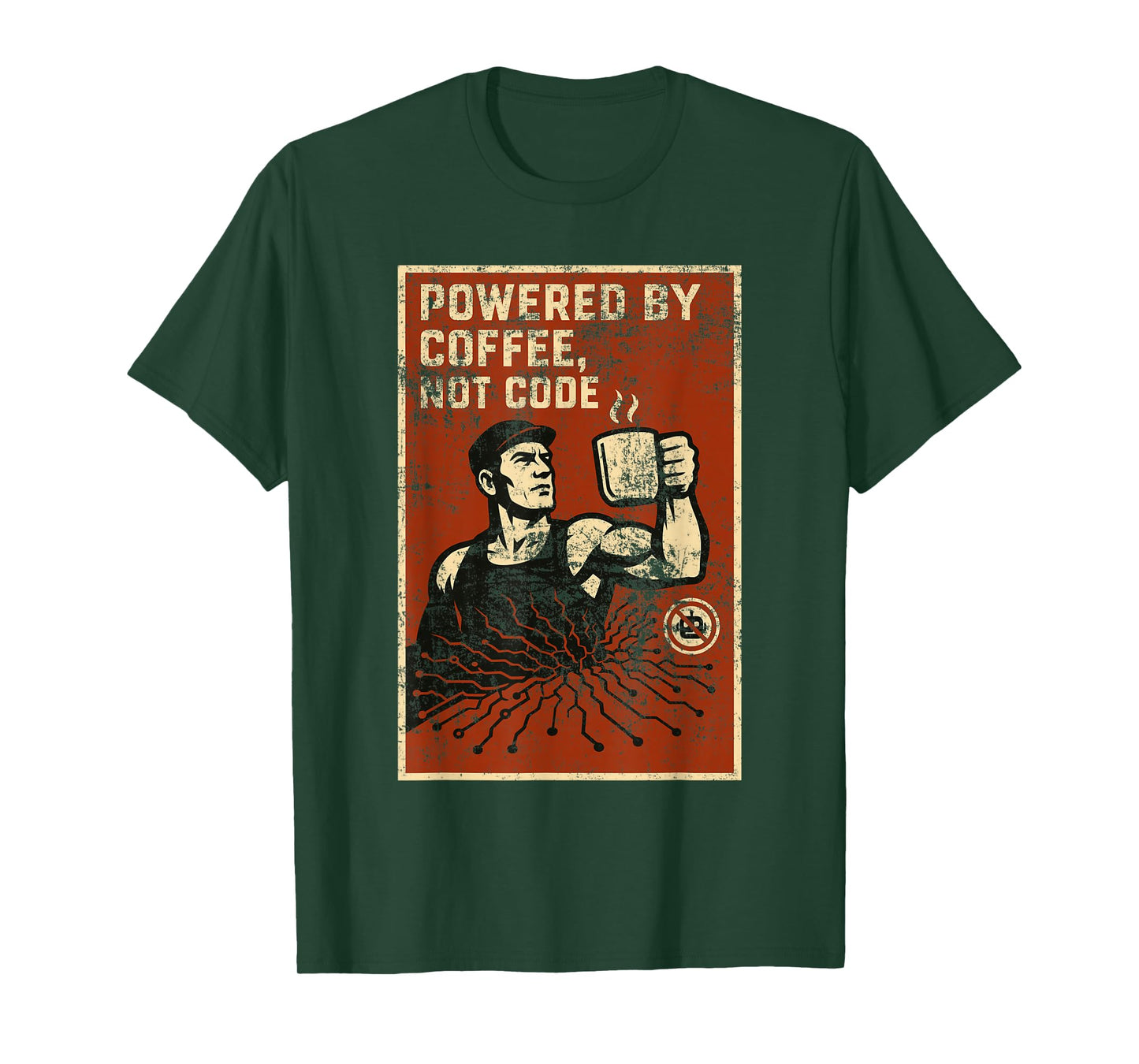 Clanker Free Powered by Coffee Not Code Retro Art T-Shirt