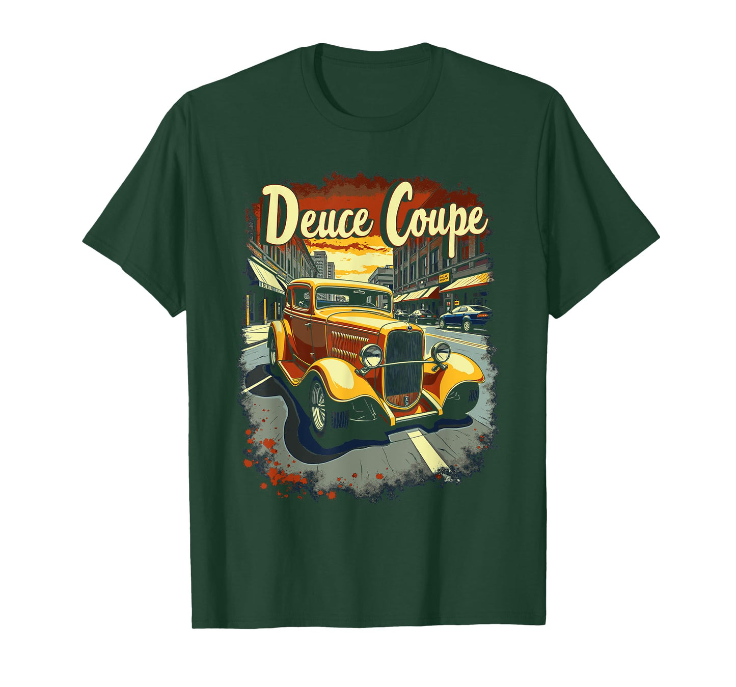 1932 American Street Scene 5 Window Deuce Coupe Hot Rod T-Shirt