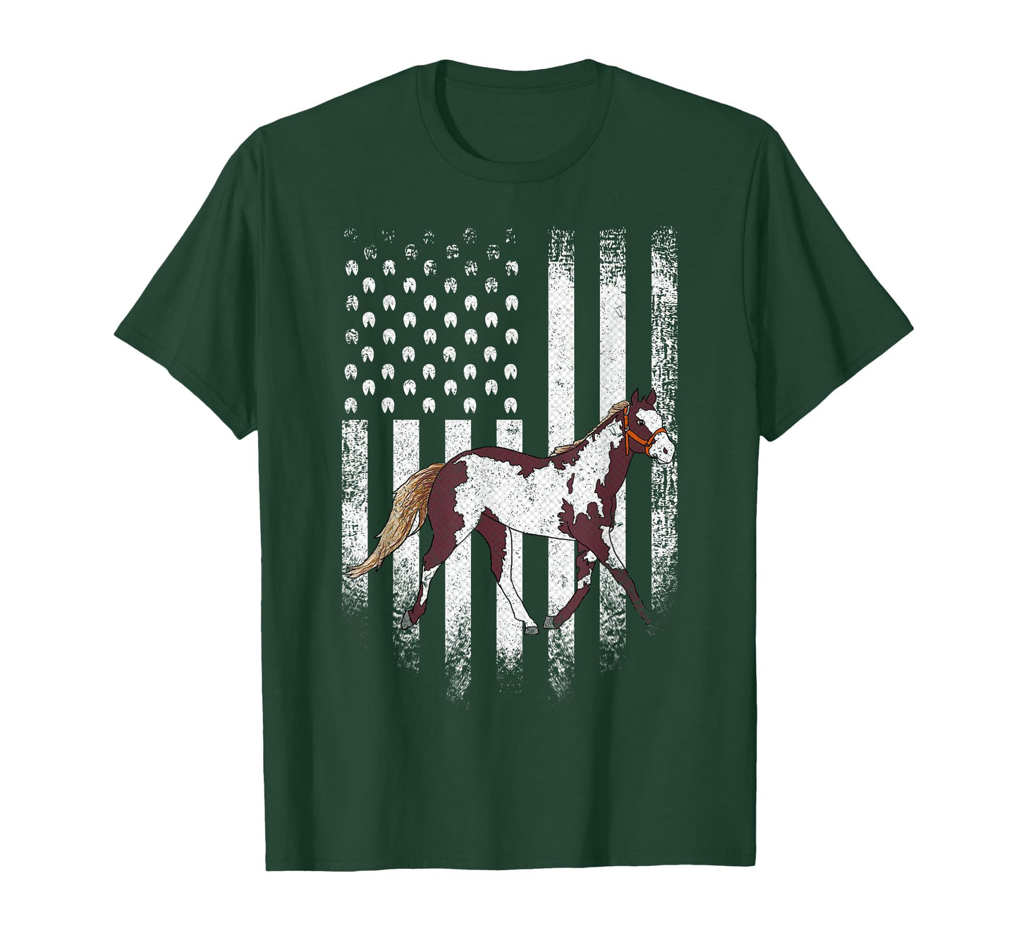 Vintage USA American Flag American Paint Horse Riding Funny T-Shirt for Women Kids Men
