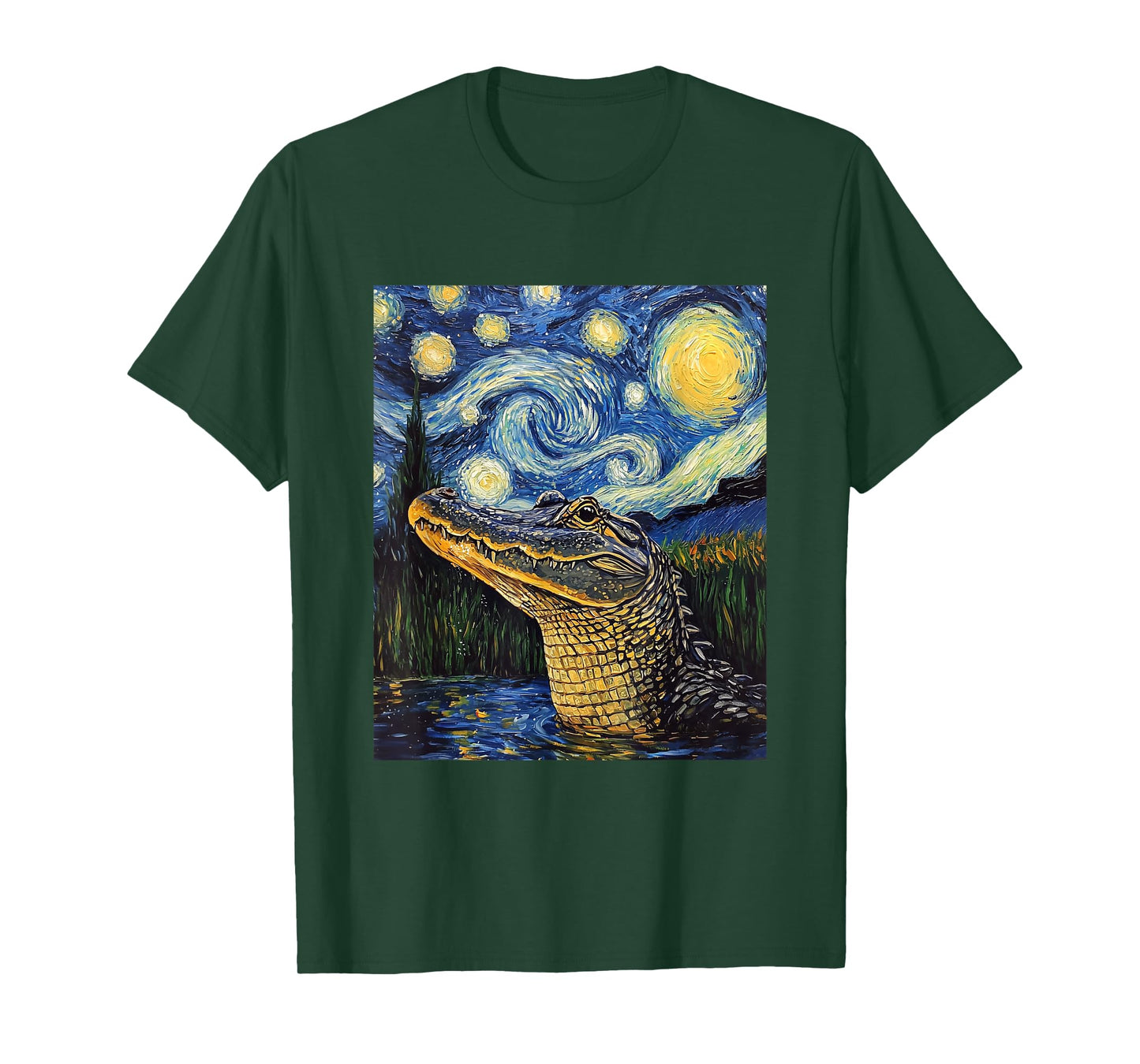 Alligator - Van Gogh Style - Starry Night T-Shirt