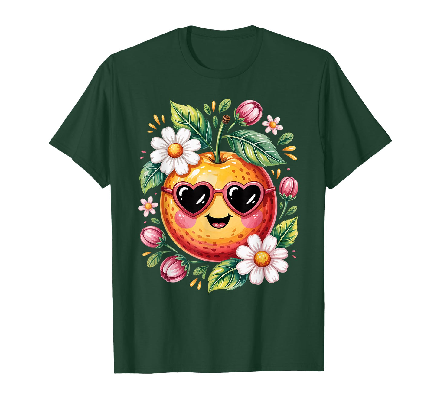 Cute Orange with Flower for Women & Girls - Oranges Fruit T-Shirt