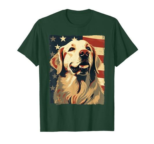 Golden Retriever American Flag T-Shirt 4th of July Retriever T-Shirt