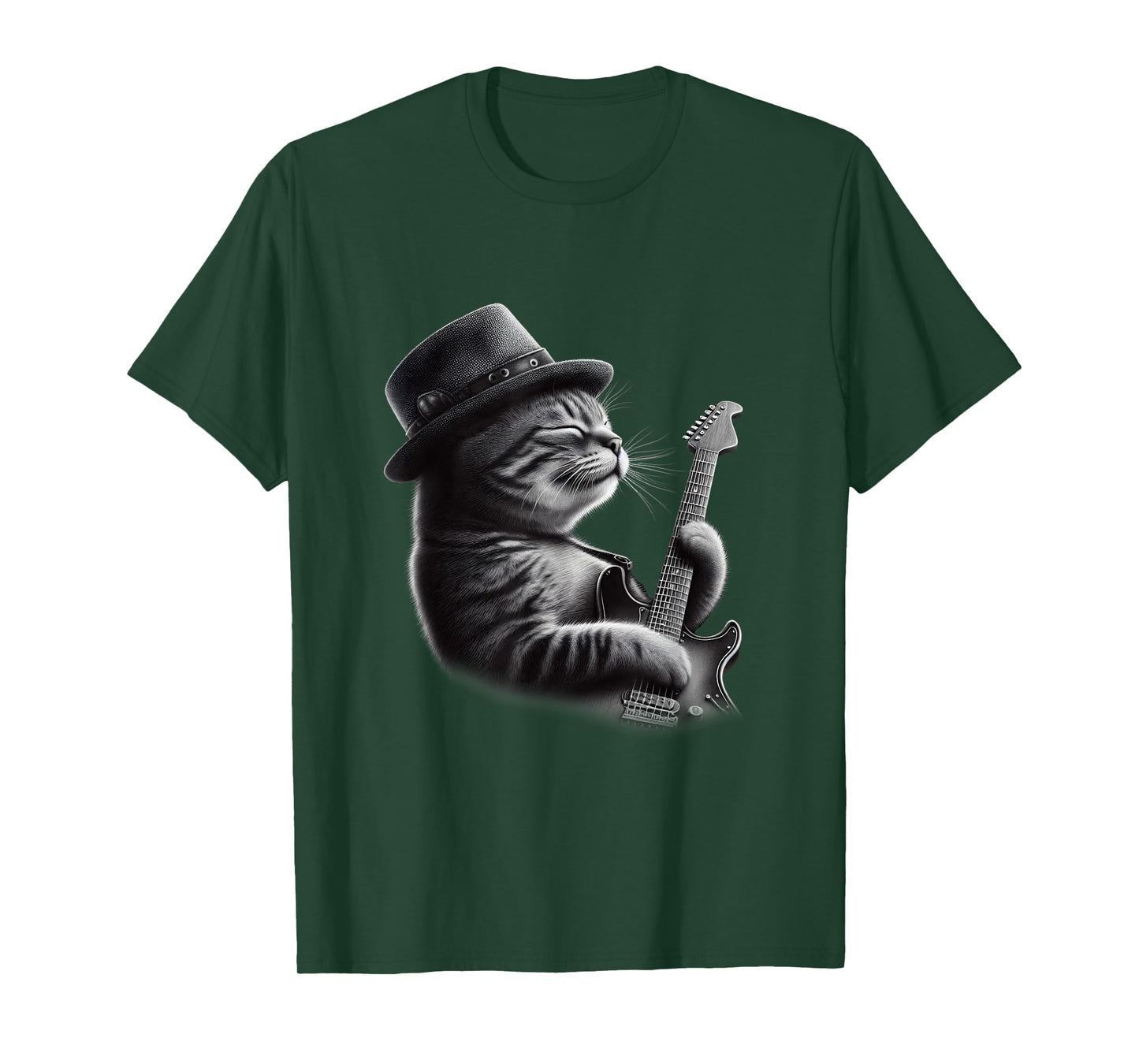 Cat Playing Guitar - Funny Rock Music Guitar Cat T-Shirt