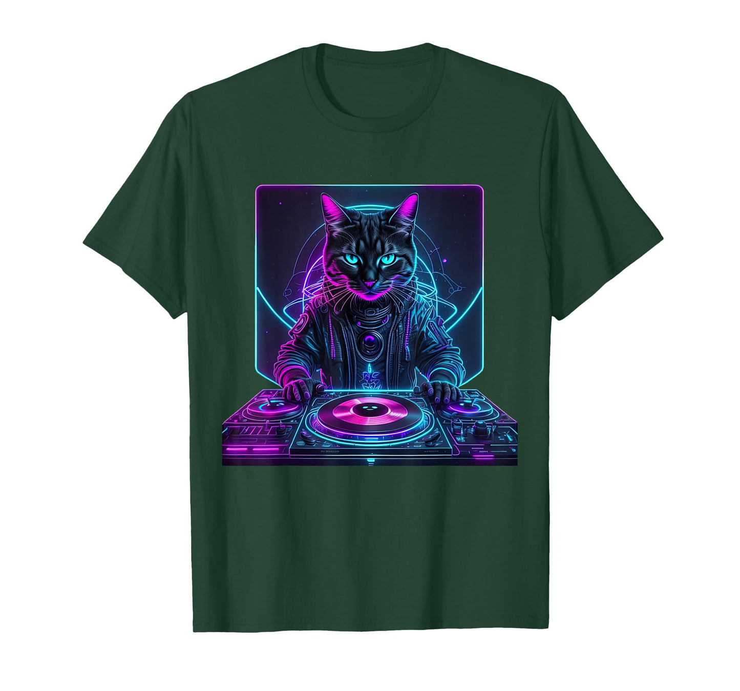 DJ Cat Funny House Meow Music Party EDM Techno T-Shirt