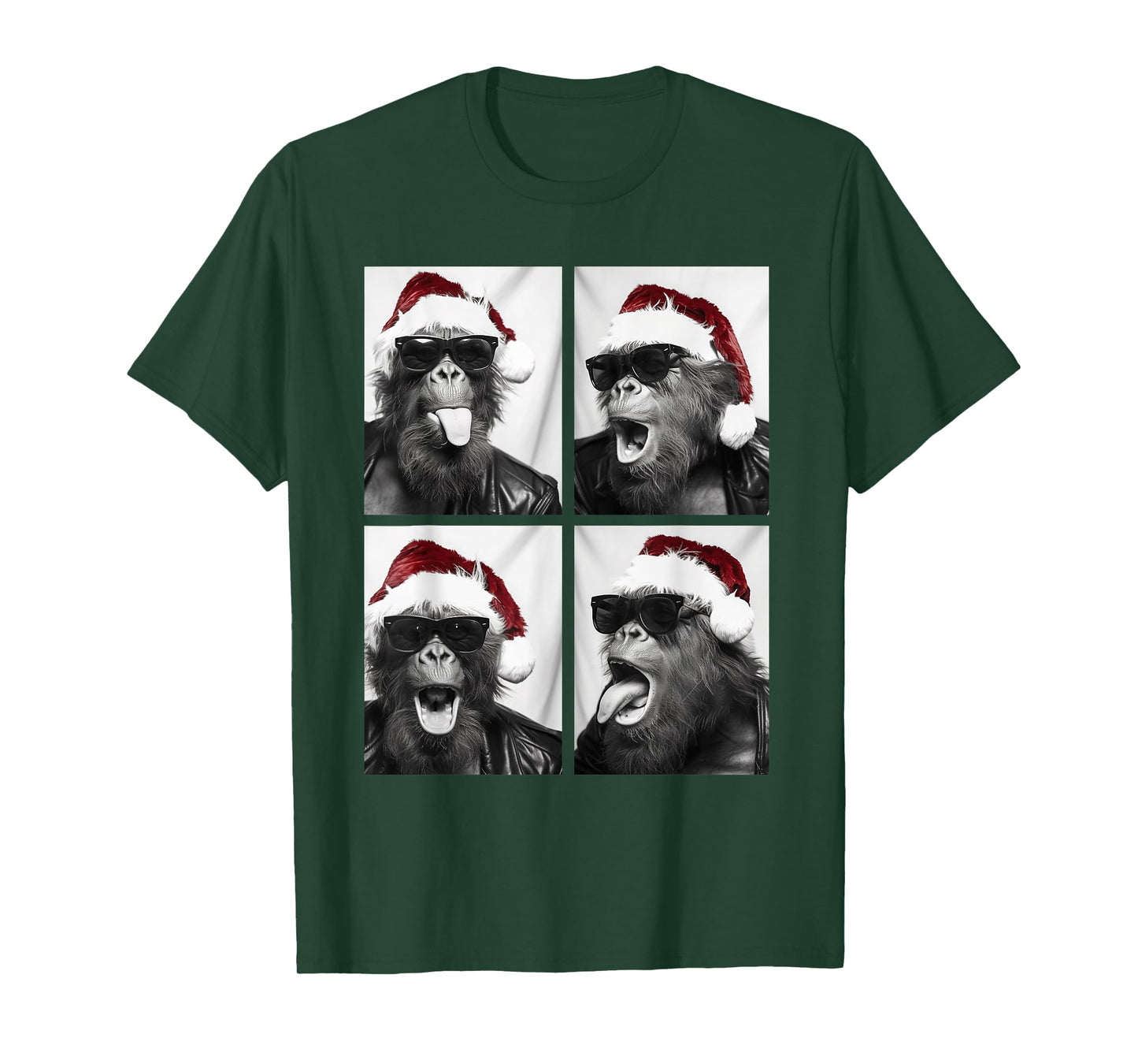 Funny Bigfoot with Sunglasses Santa Hat Joyful Christmas T-Shirt
