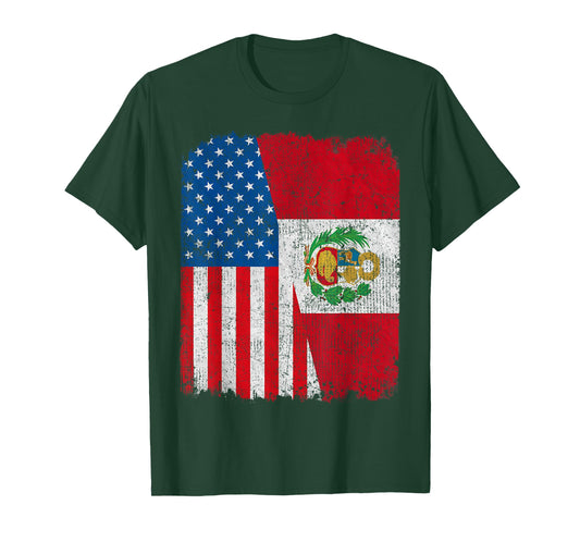 Peruvian American Flag Half USA Peru Root Proud T-Shirt