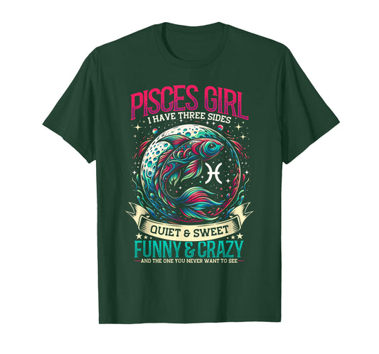 Pisces Zodiac Sign Moon Astrology Star Sign, Pisces Girl T-Shirt