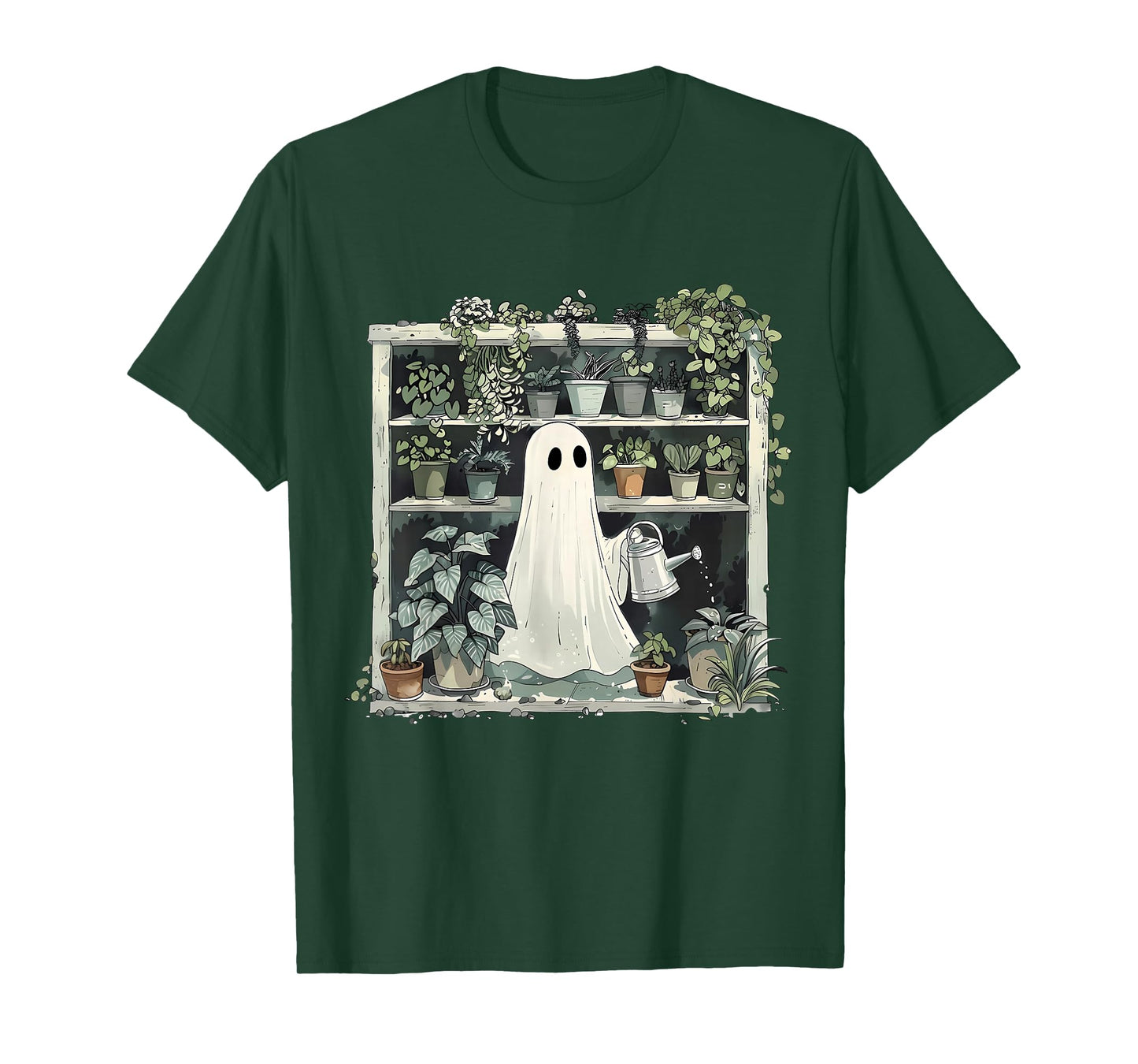Cute Funny Ghost Boo Gardening Gardener Plants Halloween T-Shirt