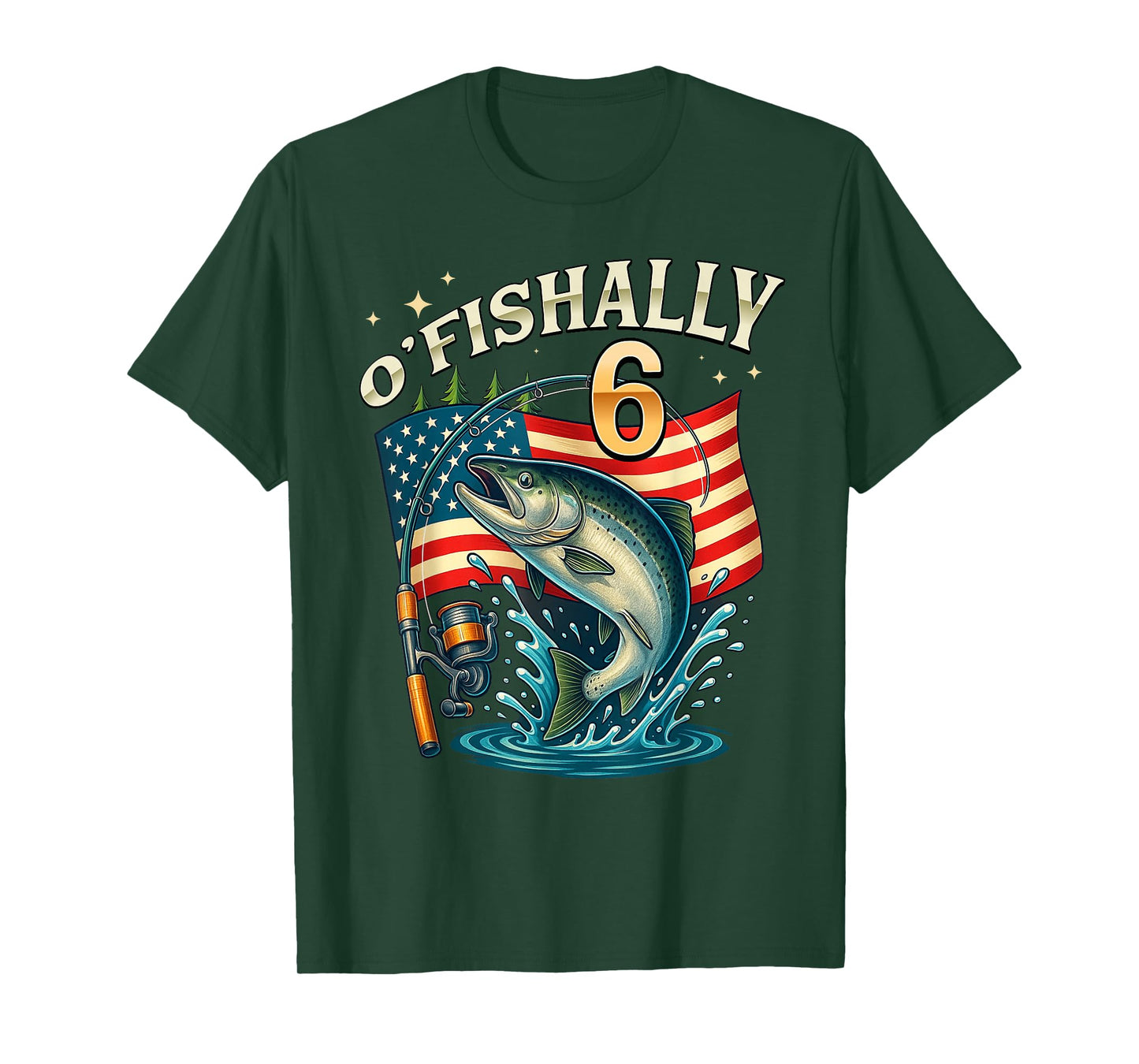 O'fishally 6 Years Old Fishing 6th Birthday Boys Kids T-Shirt