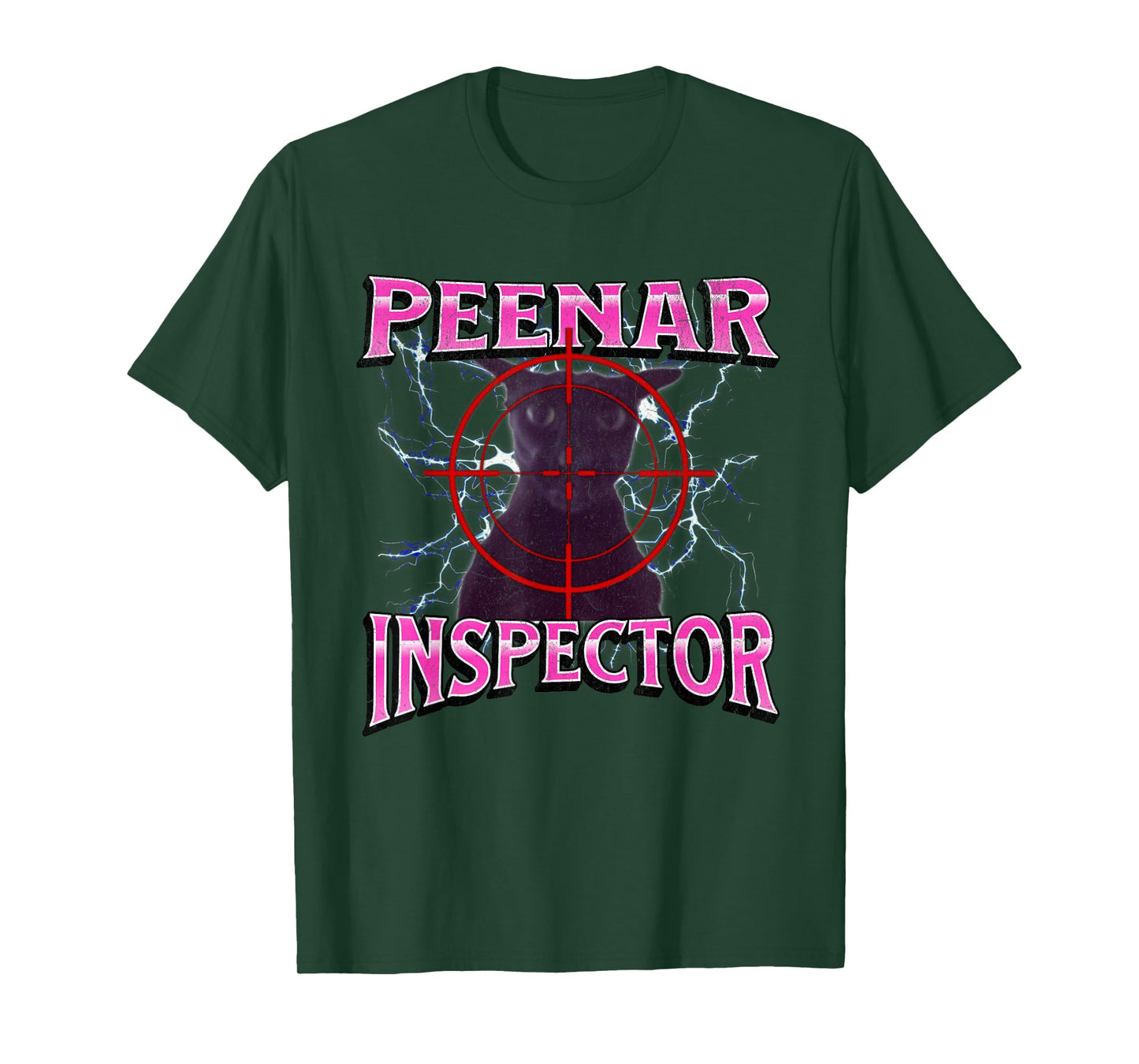 Peenar Inspector Funny Offensive Cat Meme Bootleg Graphic T-Shirt for Men Women