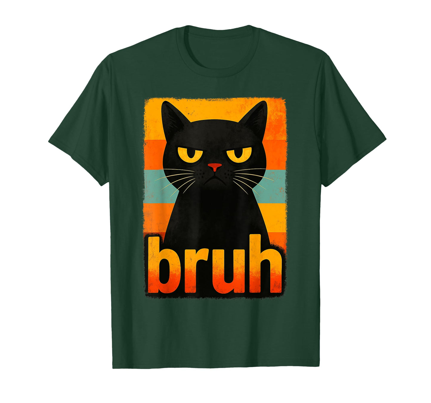 Funny Retro Bruh Black Cat Meme Graphic for Boys Girls T-Shirt