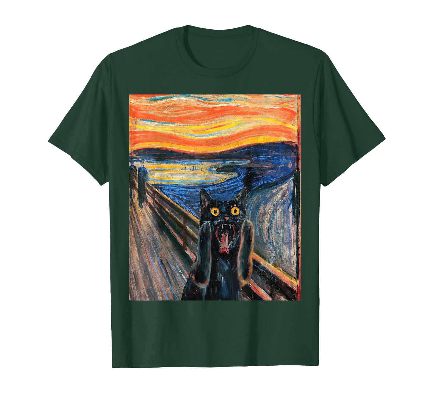 The Scream Black Cat by Munch Edvard Famous Painting Funny T-Shirt