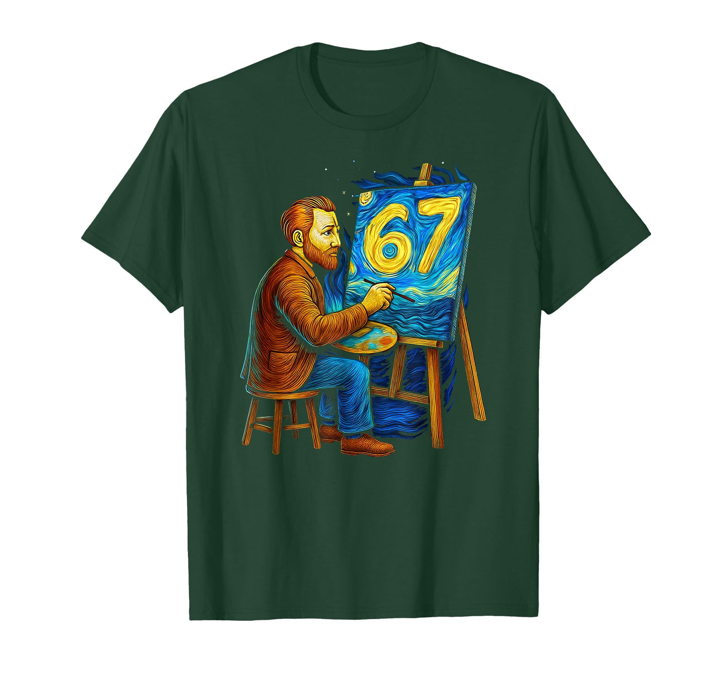 Van Gogh-Starry Night 6 7 Funny 67 Meme for Art History Fans T-Shirt