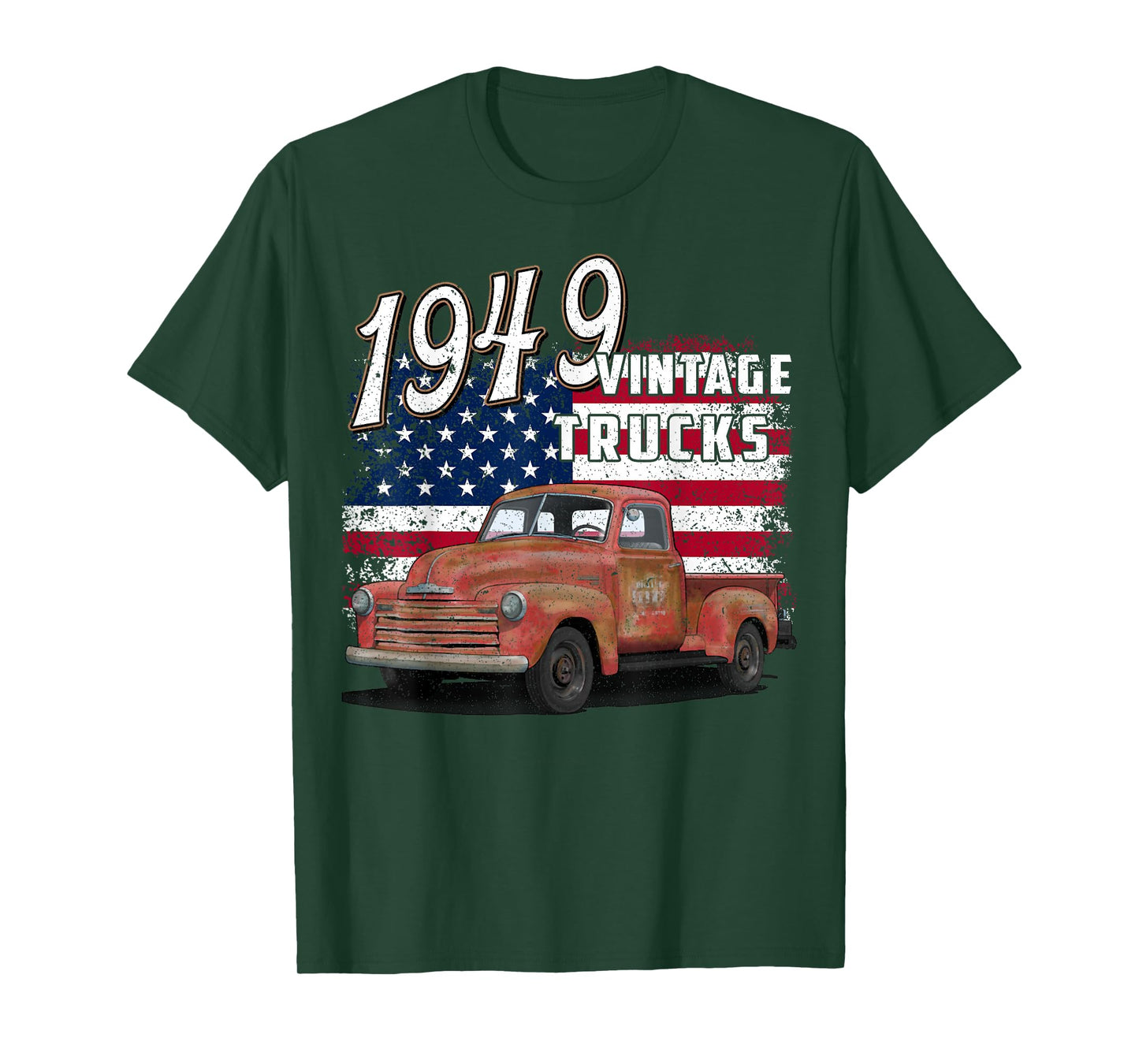 1949 49 Truck Classic Car 1940s Vintage American Flag T-Shirt