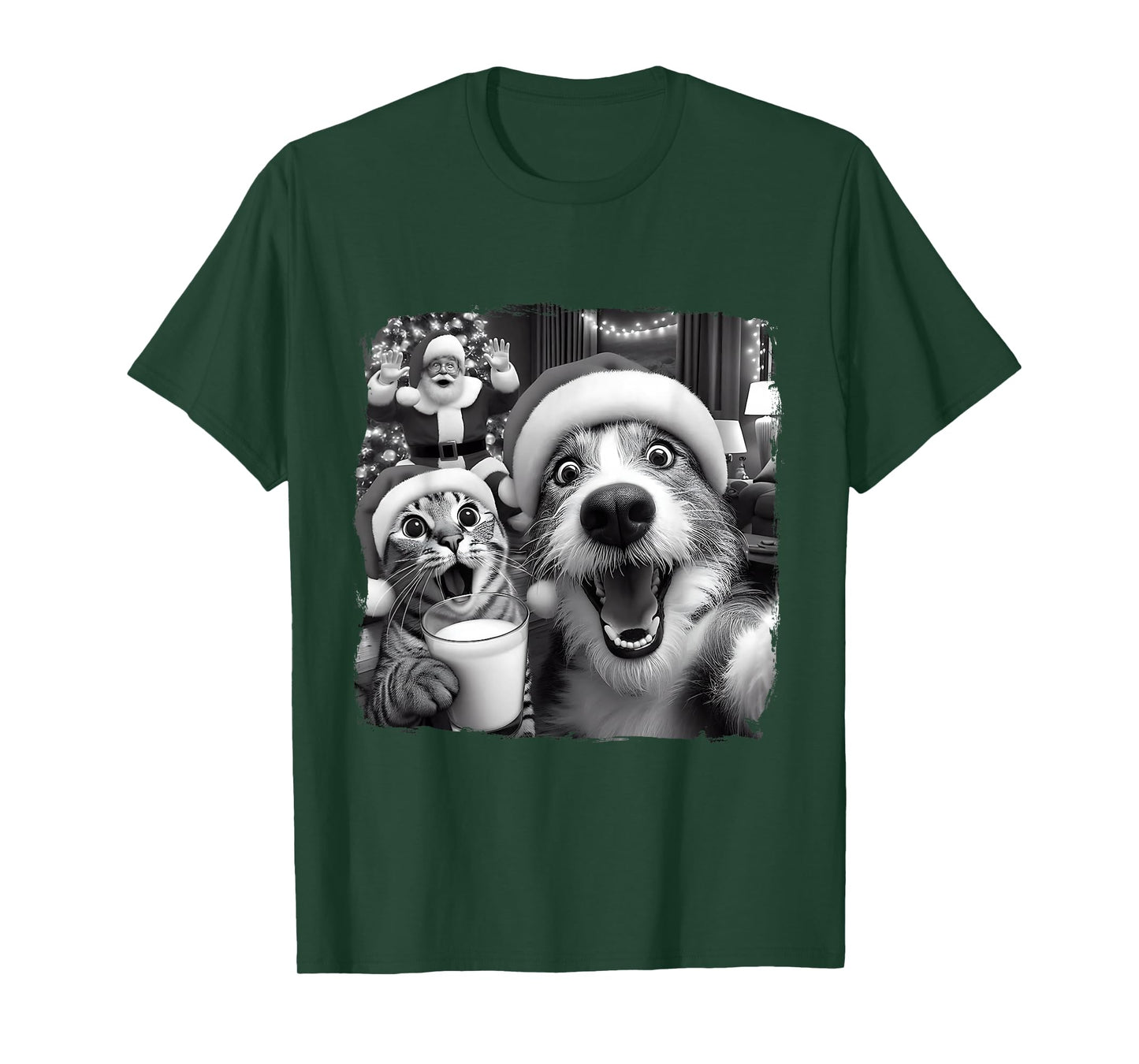 Santa Christmas Funny Cat Taking Selfie Racoon Xmas Holiday T-Shirt