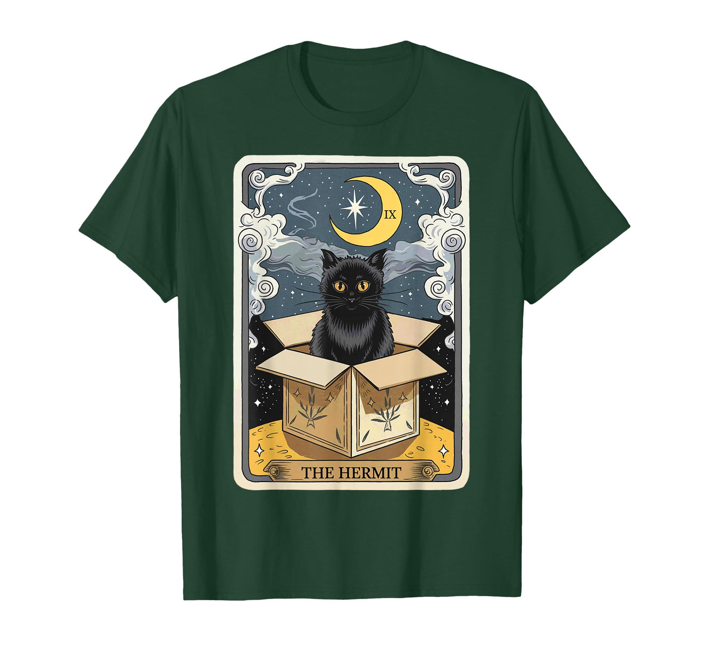 The Hermit Tarot Card Cat In Box Mystic Funny Cat Esoteric T-Shirt