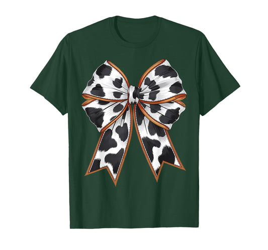 Cute Cow Pattern Bow Coquette Western Farm Cowgirl Bow Cow T-Shirt
