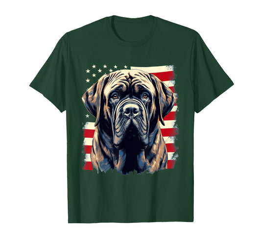 4th of July US Flag English Mastiff Dog T-Shirt