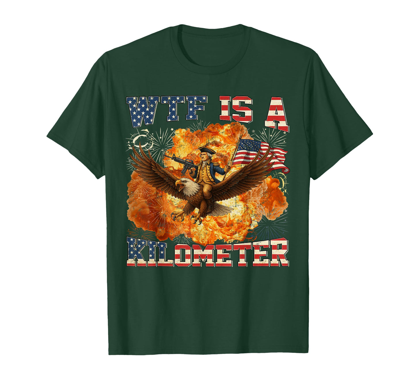 WTF Is A Kilometer Funny Patriotic American Freedom Vintage T-Shirt