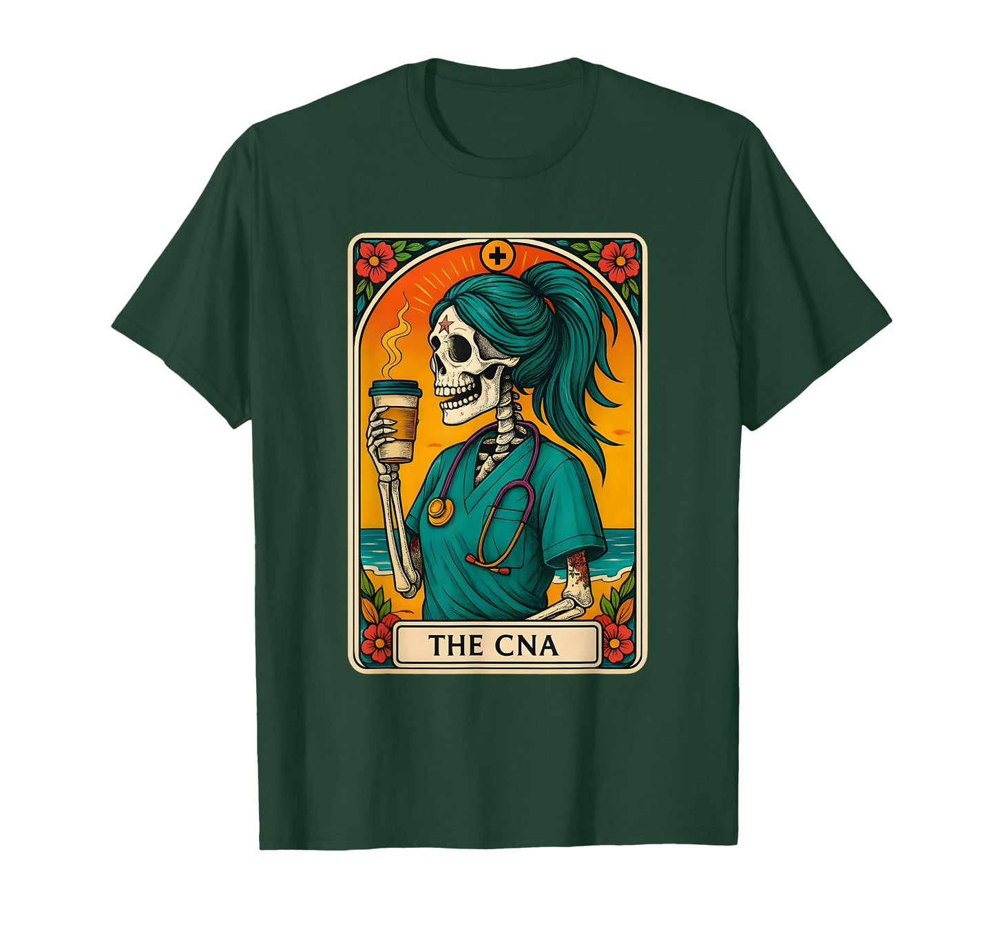 CNA Skeleton Tarot Card Funny Certified Nurse Halloween T-Shirt