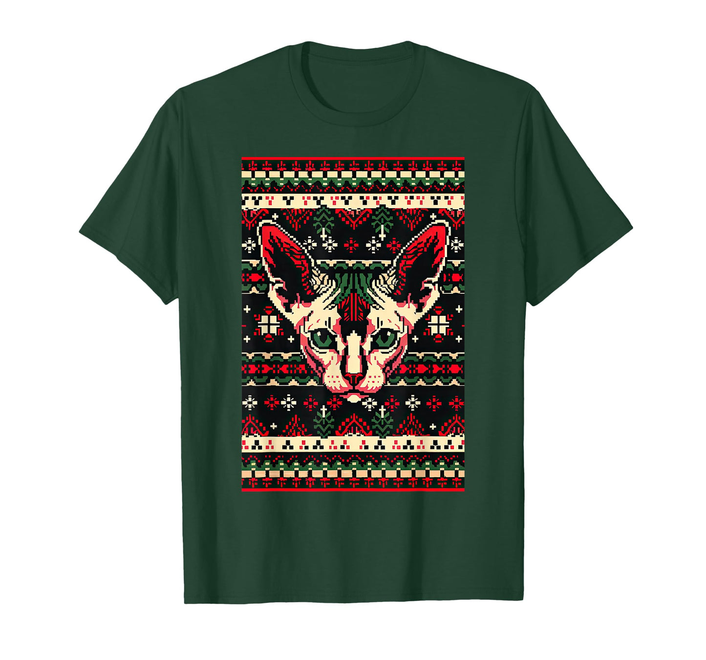 Christmas Ugly Sweater Sphynx Cat Funny Xmas T-Shirt