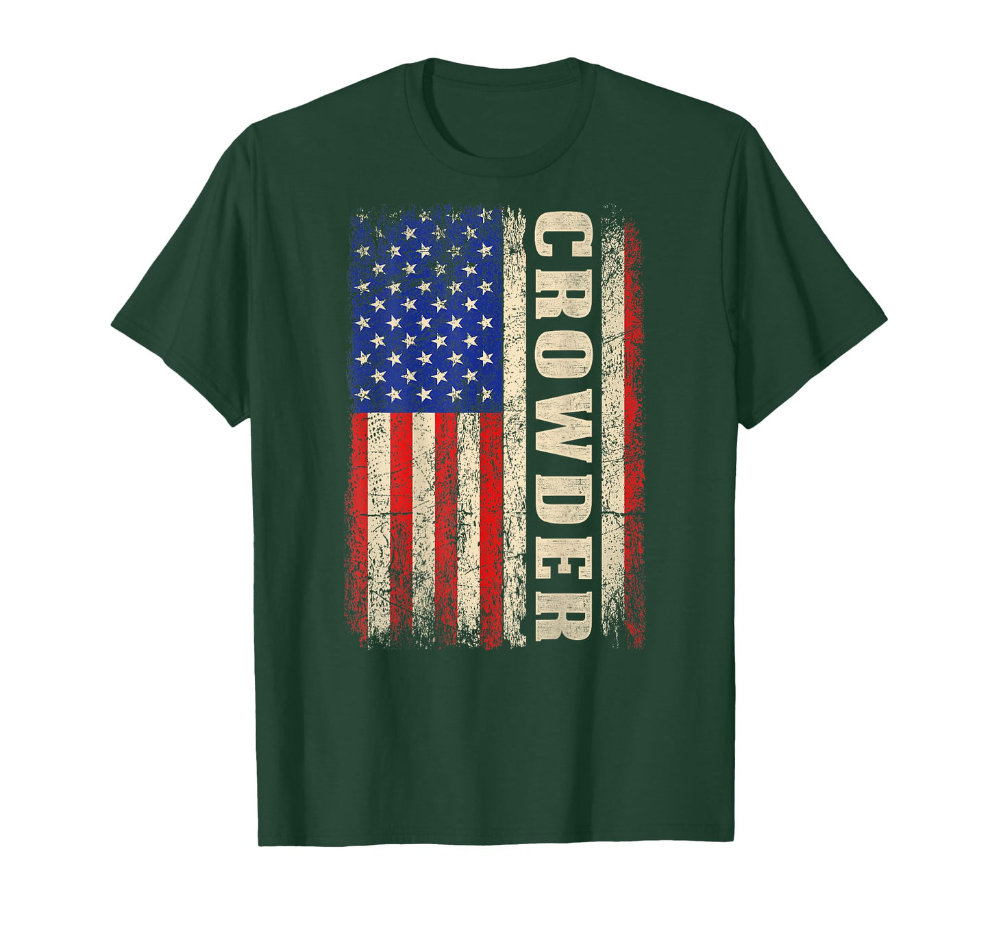 Crowder Last Name - Crowder Name American Flag (Back) T-Shirt