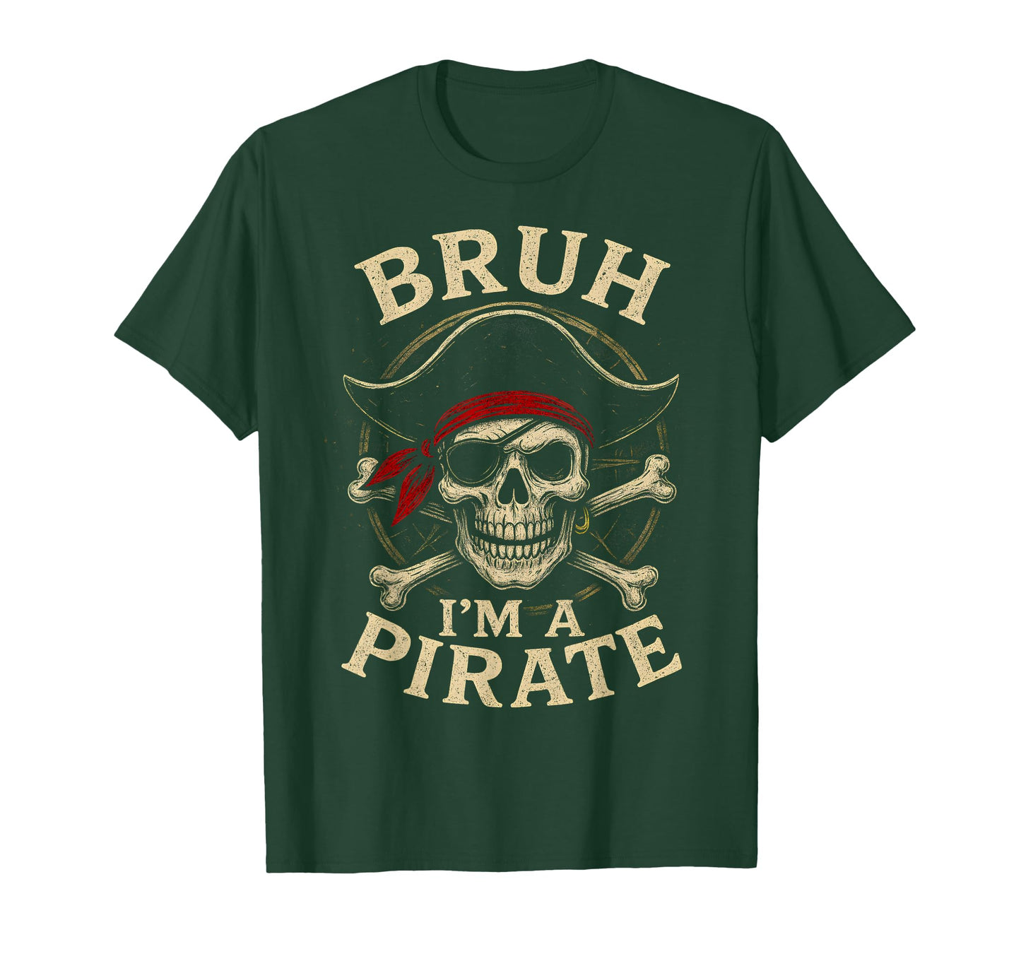 Bruh I'm a Pirate Lazy Pirate Skull Costume Halloween T-Shirt