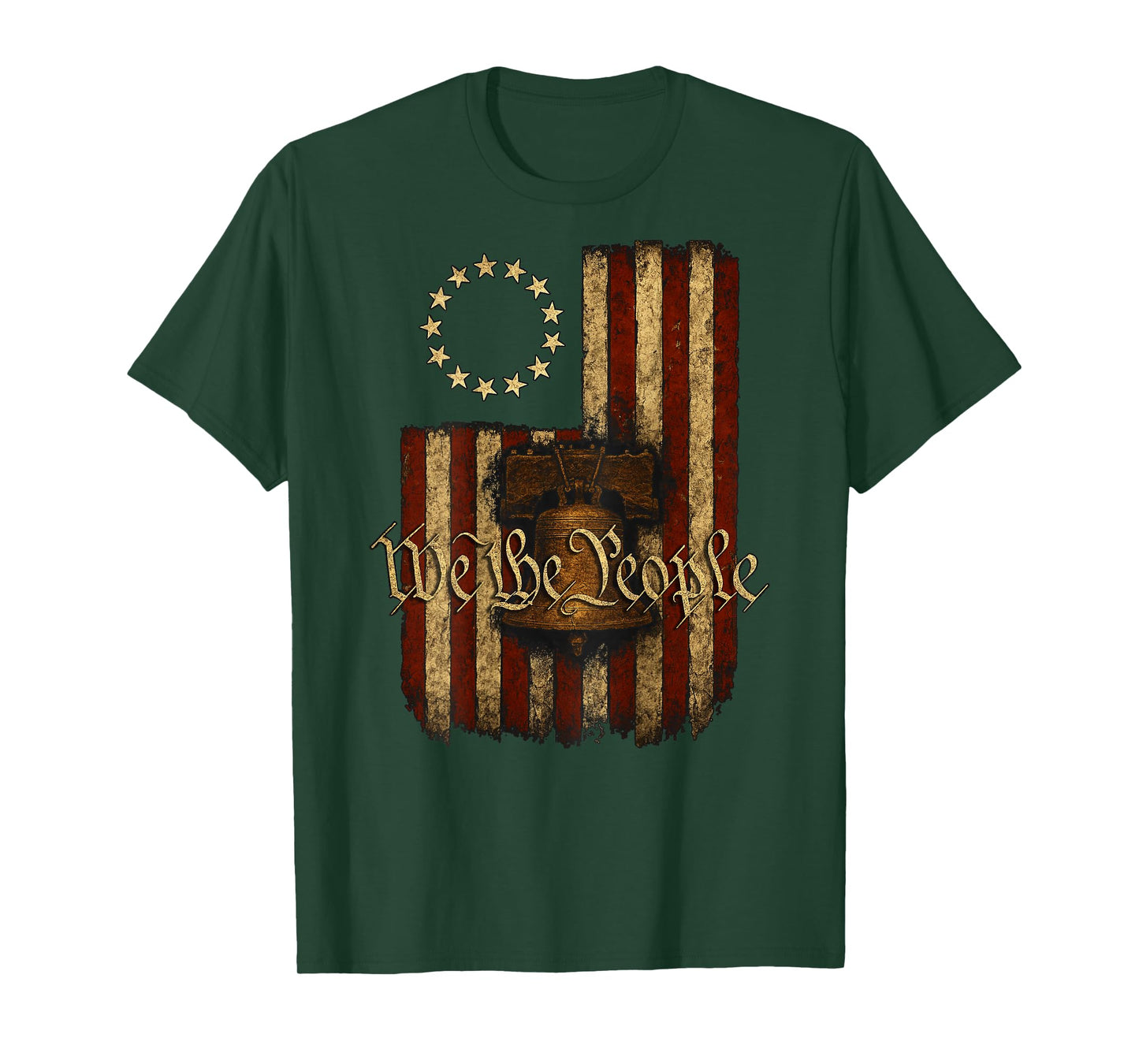 On Back Patriotic Betsy Ross Flag Liberty Bell We The People T-Shirt